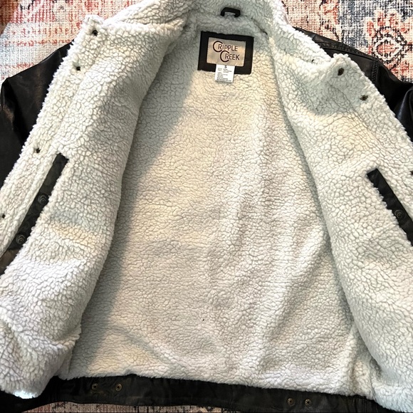 NWT Cripple Creek Men's Black Conceal Carry Sherpa Trucker Leather Jacket Small - Picture 5 of 14